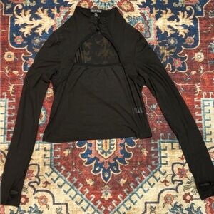 Current mood black sheer long sleeve